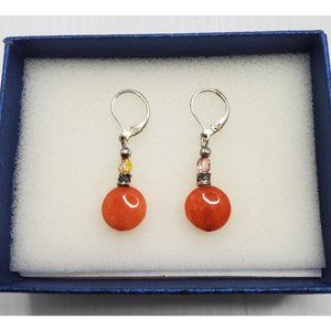 vintage womens orange glass bead lever back drop/dangle earrings.